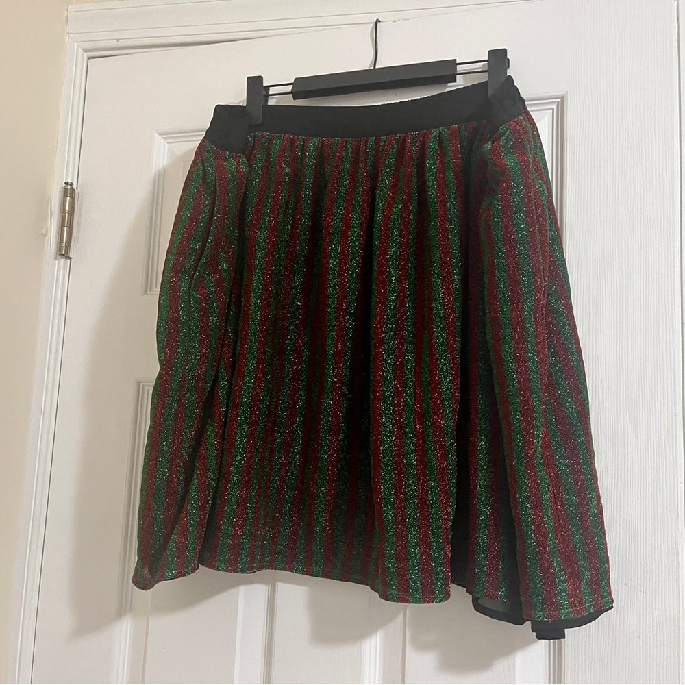 Modcloth Festive Green and Red Skater Skirt